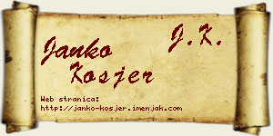 Janko Kosjer vizit kartica